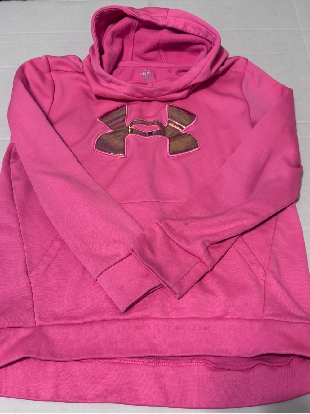 Under Armour Girls Hot Pink Hoodie with Metallic Logo